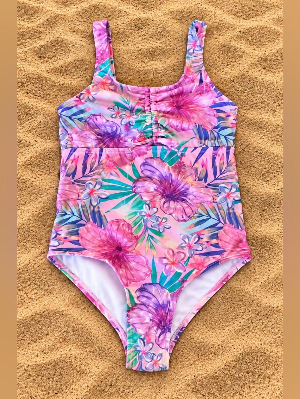 Justice Girls 7/8 Tropical Floral Cutout One Piece Swimsuit NWT